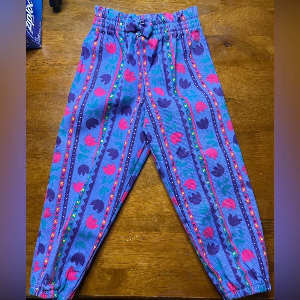 Vintage MADE IN USA Toddler Girls Pants Purple Floral size 4T